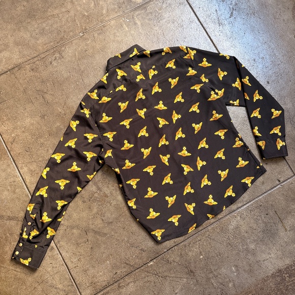 Vivienne Westwood All Over Orb Print Cropped Shirt w/ Metallic Buttons - Picture 2 of 14